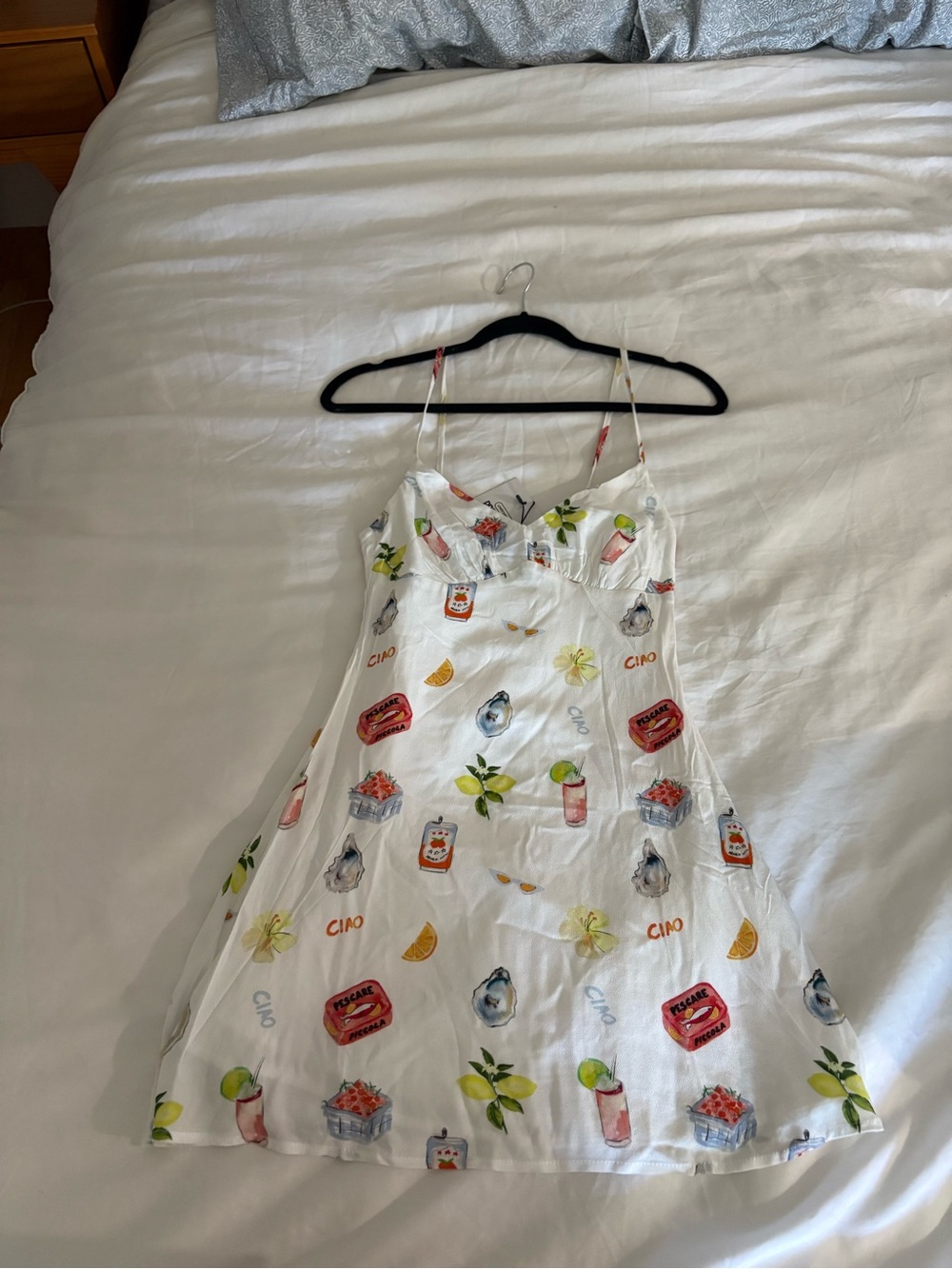 Princess Polly White Mini Dress with Fruit & Drink Print